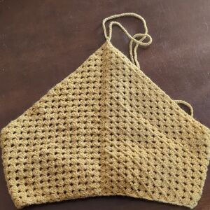 Handmade Crochet Halter Top in Mustard